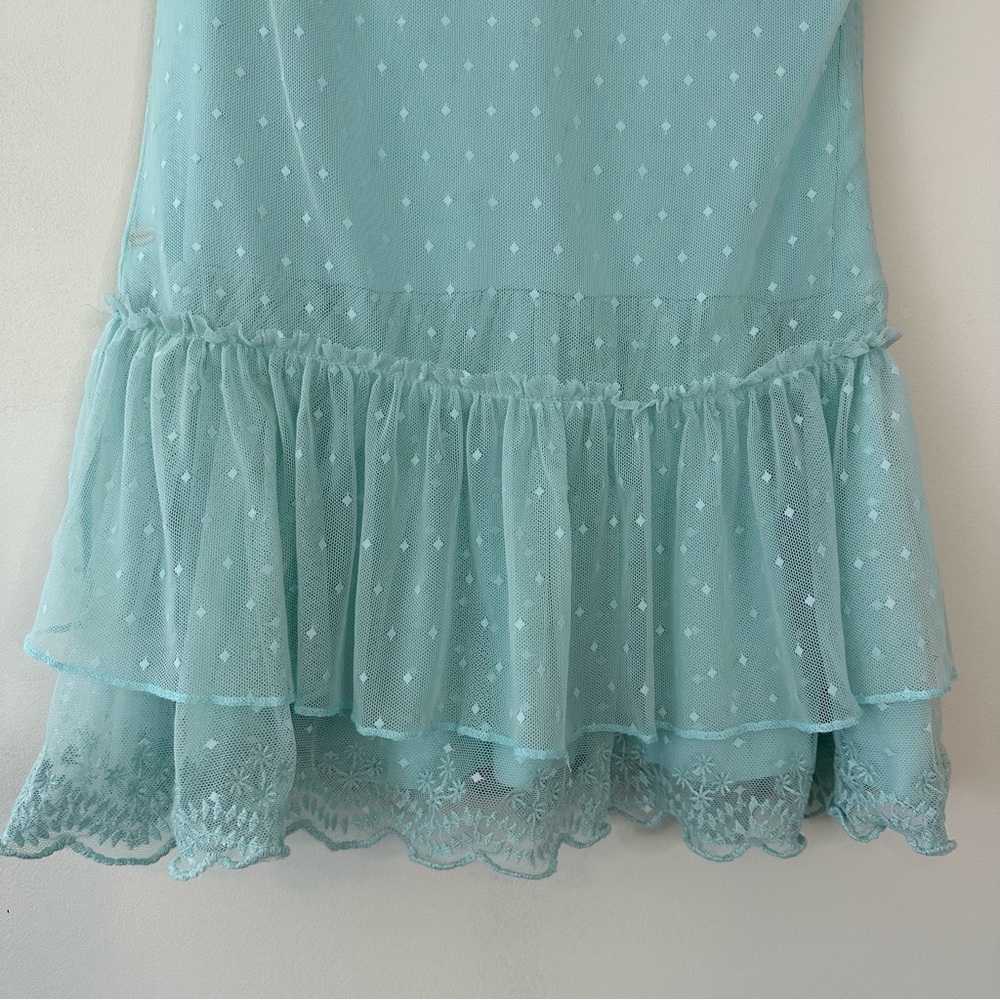 American Girl Truly Me Spring Breeze Dress Girls Size 10 Aqua Mesh Ruffle - Picture 4 of 14